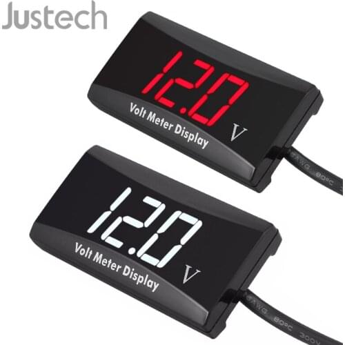 Justech 12V DC Volt Meter Blue White Waterproof Volt Meter For Car Motorcycle bike 3-digit LED Digital Tube Display Voltmeter