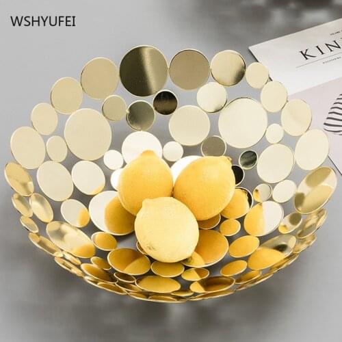 High-end fruit plate Modern European Light luxury Daily necessities Wrought iron basket living room coffee table Fruit bowl