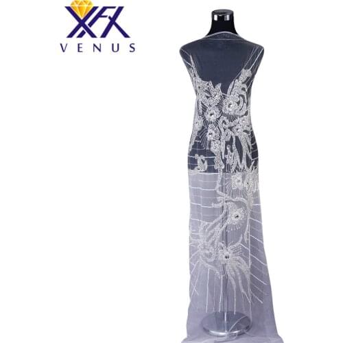 XFX VENUS Pure Handmade Dress Applique Rhinestones Embroidery Patch Beaded Applique Beads Fabric Patch DIY Handcraft Apparel