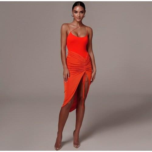 Women’s Fashion Solid Color Skirt Summer Sexy High-waist Drawstring Irregular Skinny Short Skirt