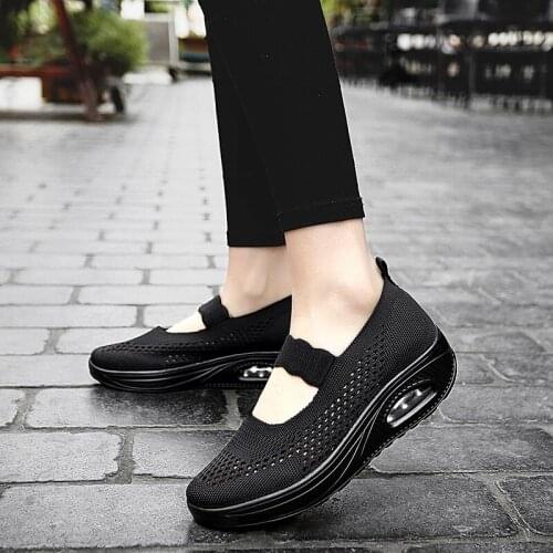Gift For Vulcanize Shoes Sneakers Women Shoes Ladies Slip-On Knit Solid Color Sneakers for Female Sport Mesh Casual Shoes
