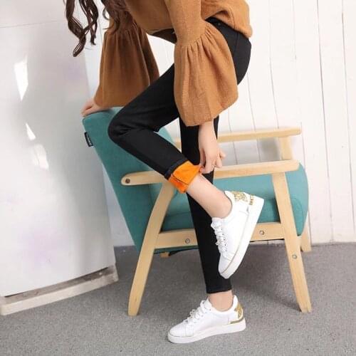 2021 Hot Women Warm Fleece Lined Denim Jeans Stretch Pants Trousers Winter Leggings Thick Comfortable Versatile Personality