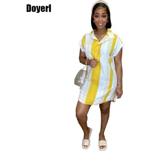 Summer Shirt Dress Women 2021 Korean Fashion Streetwear Turn Down Collar Button up Shirt Dress Loose Casual Mini Shirt Dress