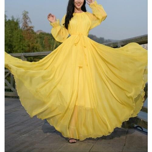 New 2021 Female Clothing PLus Size Dresses Elegant Flowy Chiffon High Quality Loose Belt Maxi Boho Dress Beach Party Bridesmaid