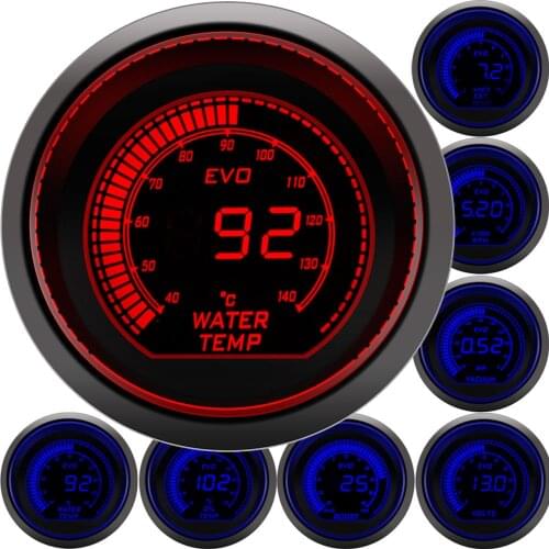 2" 52mm Water Temp Gauge + Sensor Car Boost/Oil Temp/Oil press/Volt/Tachometer/Vacuum/Air fuel ratio/EGT Gauge Red&Blue Dual Led