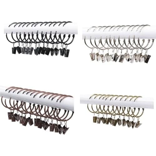 F1CD 20Pcs Metal Openable Drapery Rings for Tension Rod Bracket Eyelets Curtain Clips
