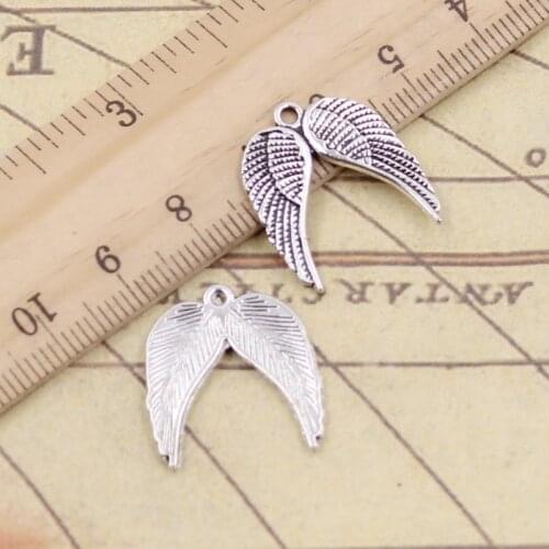 20pcs Charms Angel Wings 21x19mm Tibetan Bronze Silver Color Pendants Antique Jewelry Making DIY Handmade Craft