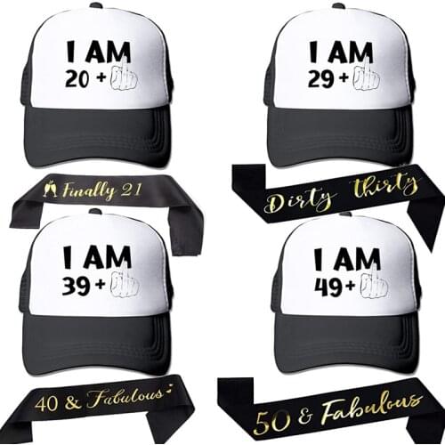 21st 30th 40th cap sash thirty forty fifty 21 30 40 50 years old birthday party decoration Friend sister gift present photo prop