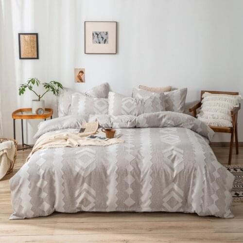 220x240 Gray Quilt Cover Pillowcases Diamond/Wave Shaped Geometric Bedding Set Luxury Home Bedroom Duvet Cover King No Bed Sheet