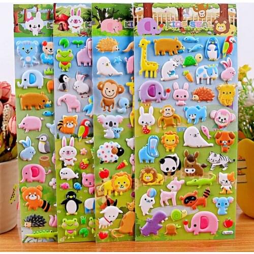 4 pieces Children kawaii Animal duck Bubble girl boy stickers baby tiger scrapbook Sticky Kids funny education Sticker laptopTo