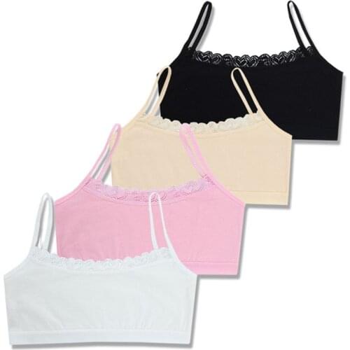 4pcs/Lot Cotton Young Girls Training Bra Children Bras Kids Vest Teens Underwear