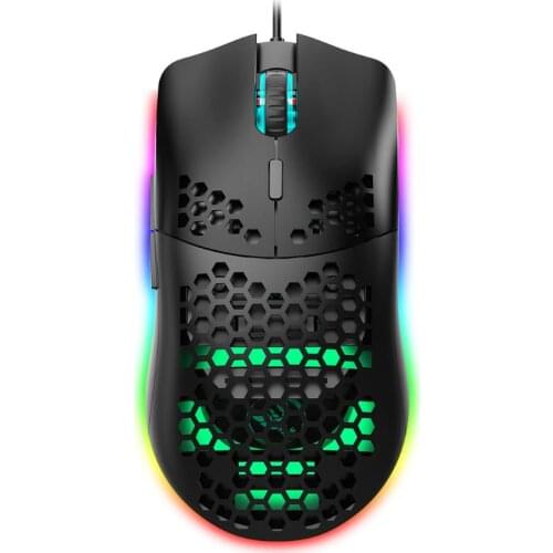 6400DPI 6 Buttons USB Wired Honeycomb Hollow Mouse Hollow-out RGB Gaming Mice