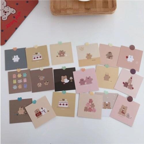 9pcs Korean Bear Series Card Greeting Card Strawberry Hand Account Sticker Confession Holiday Blessing Postcard Decoration Card