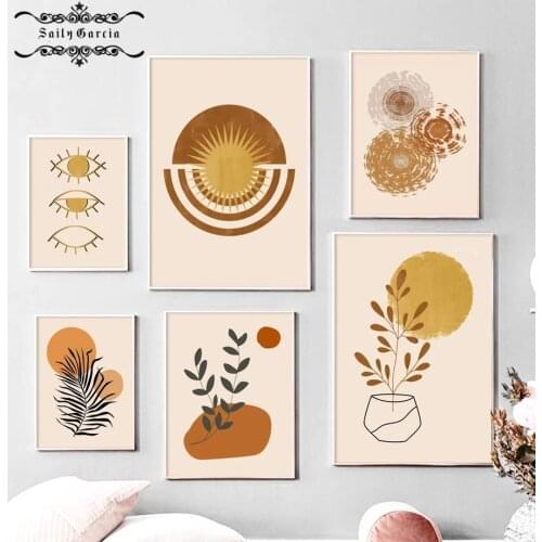 Abstract Sunflower Eye Palm Leaves Canvas Painting Nordic Poster and Prints Wall Art Pictures for Modern Home Interior Decor