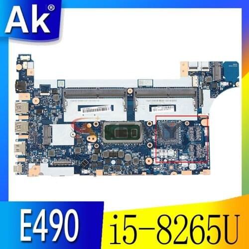 Akemy For Lenovo Thinkpad E490 E590 Notebook Motherboard NM-B911 CPU i5-8265U DDR4 Tested 100% Working FRU 5B20V80725 5B20V80723