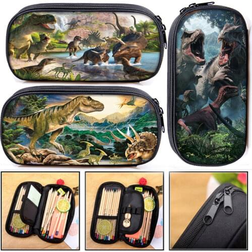 Ancient Animal Dinosaur Print Cosmetic Case Pencil Bag Children Stationary Bags Kids Pencil Box School Supplies Gift