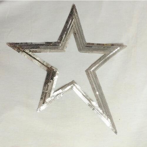 Star 27*34cm sequined parches termoadhesivos embroidery applique patches for clothing ,ironing patches stickers for clothes