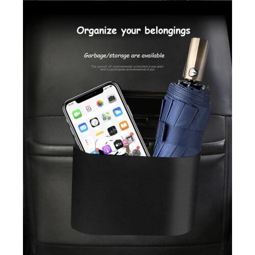 Car Trash Bin Hanging Vehicle Garbage Dust Case Storage Box Black Abs Square Pressing Type Trash Can Auto Interior Accessories