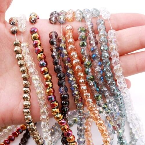 New 6x4mm 50Pcs/lot Variety Color Round Small Flower Ball Shape Glass Crystal Beads For Clothing Fashion Jewelry Can Making DIY