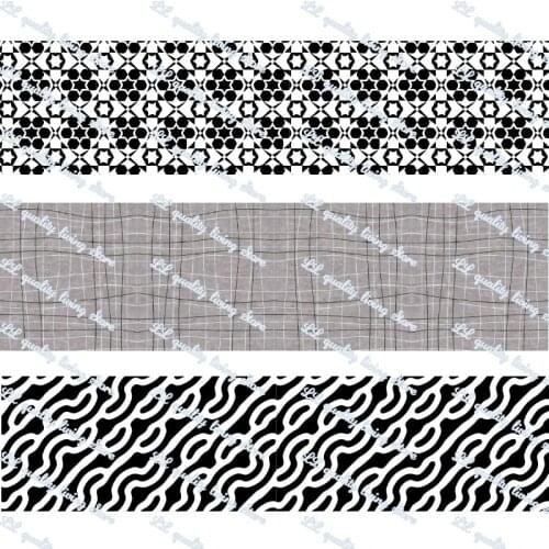 Black and white geometry printed grosgrain ribbon/16mm printed elastic foe ribbons DIY hair bows Sewing webbing 50 yards