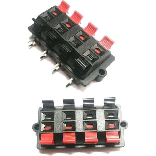 Black and Red 8-Pins 8 Positons Push Type Speaker Terminal Board Connector NEW