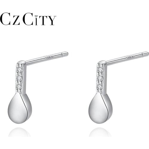 CZCITY 18K Gold Plated 925 Sterling Silver Small Waterdrop Stud Earrings for Women Christmas Gifts Fine Jewelry Femme Earrings