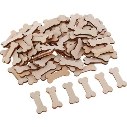 100 Pieces Wooden Bone Embellishments Wood Ornaments DIY Crafts Supplies