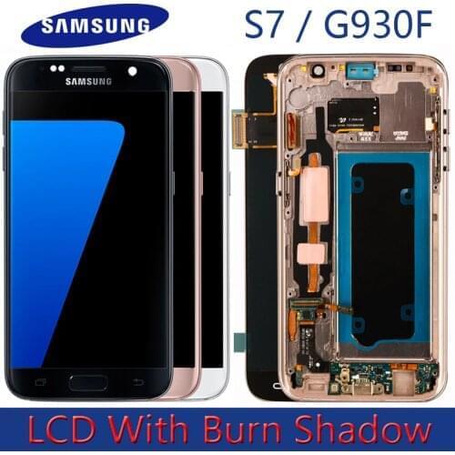 5.1'' Burn-shadow LCD With Frame For SAMSUNG Galaxy S7 Display G930 G930F Touch Screen Digitizer Replacement With Service Pack