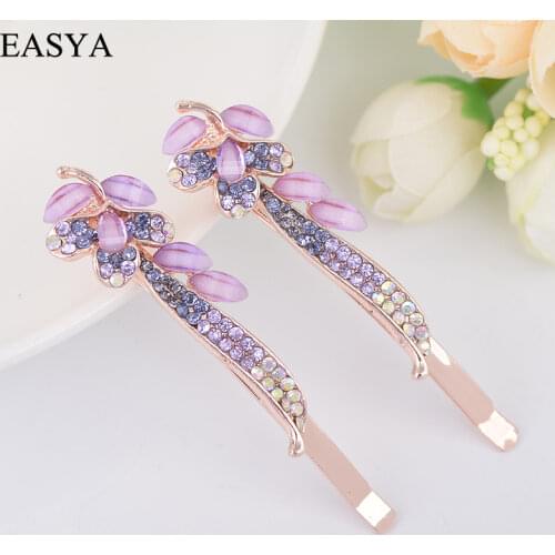 EASYA Beautiful Rhinestone Leaf Hairpin Hair Accessories Ornaments Fashion Crystal Hairgrips Gift For Women Girls