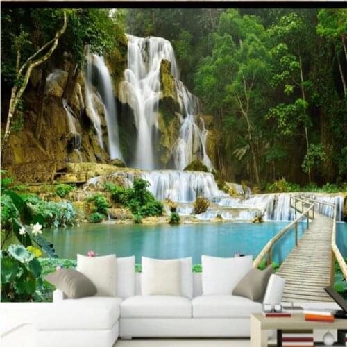 Beibehang photo wallpaper Modern HD Landscape Waterfall 3D Landscape Home Decor Living Room Bedroom Background 3d wallpaper