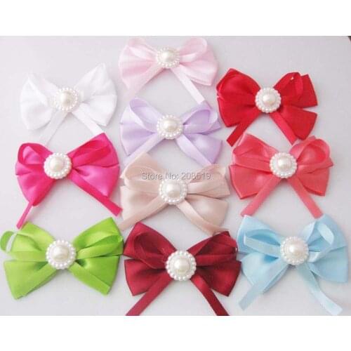 FZNNGN Fashionable satin ribbon bows 8cm long handmade multicolors 20pcs girls clothes bowtie DIY hair jewelry ornament