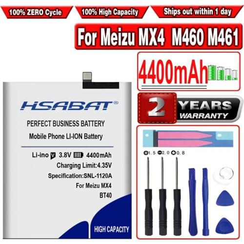 HSABAT New 4400mAh BT40 Battery Mobile Phone Battery for Meizu MX4 Battery MX 4 M460 M461 Battery