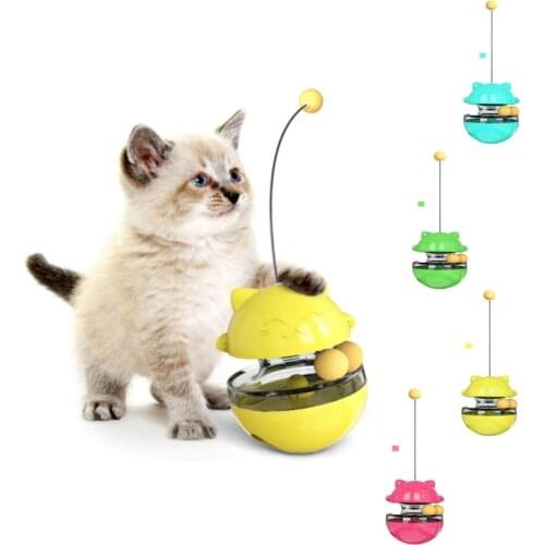 Tumbler Cat Toys Cat Food Dispenser Treat Toys Slow Feeder Pet Food Treat Ball IQ Training Toy Detachable Wand Cat Treat Toy