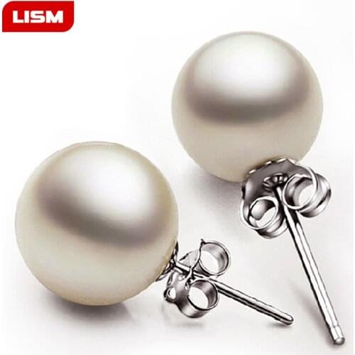 Classic Round Shell Pearl Earrings for Women White Pink Silver Plated Jewelry Graceful Delicate Stud Earrings Party Gift