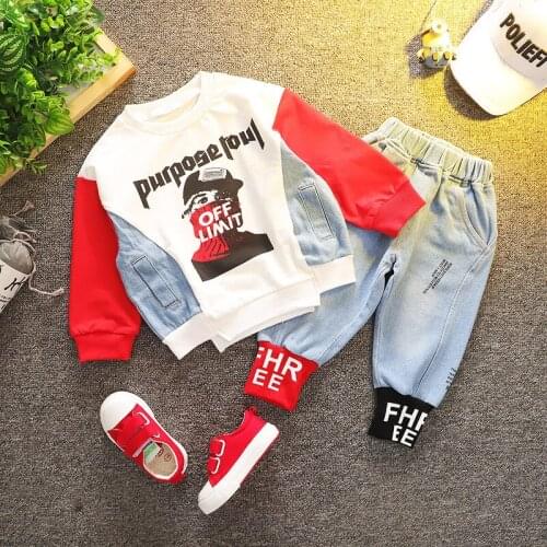 Fashion Boys Clothing Set Autumn Cotton Sweatshirt And Jeans 2Pcs Children Suit Birthday Present Baby Set Kids Clothes 1-6 Years