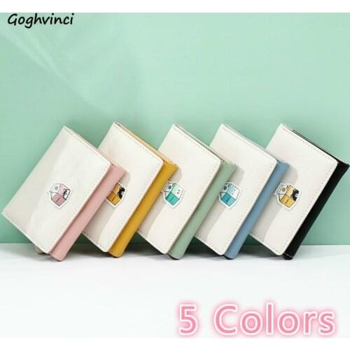 Wallets Women Appliques Patchwork PU Leather Cartoon Kawaii Fashion Students Mini Wallet Ulzzang Purse Foldable Card Holder New