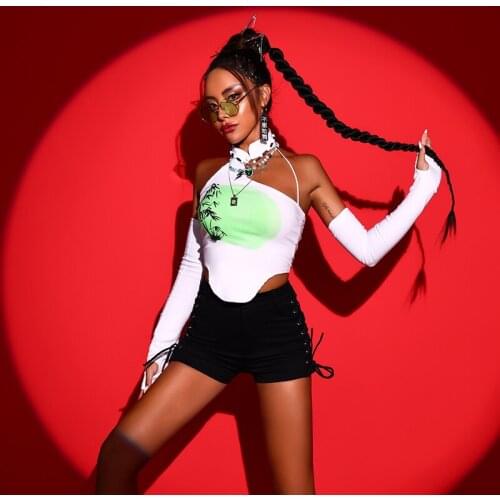 Fashion Women Gogo Performance Clothes Female New Sports Hiphop Suit Dj Costume Sexy Ds Lead Dancer Pole Dance Clothing DQS6720