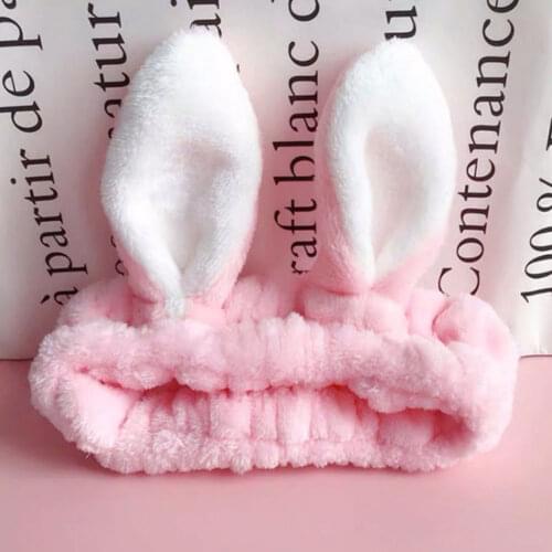 Hot Women Big Rabbit Ear Fleece Soft Elastic Hair Ribbon SPA Bath Shower Make Up Wash Face Cosmetic Lady Girl Hair Band Headwear