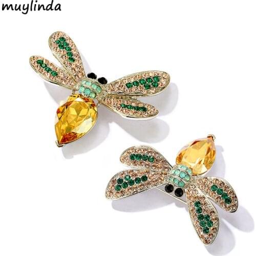 Morkopela Yellow Crystal Bee Brooch Pin Insect Brooches For Women Fashion Rhinestone Pins Clothes Clip Jewelry