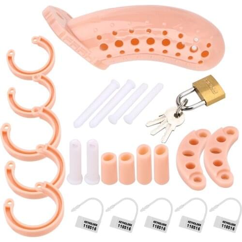 Male Chastity Device Cock Cage with 5 Size Penis Ring Adults Products Chastity Lock Sex Toys for Men