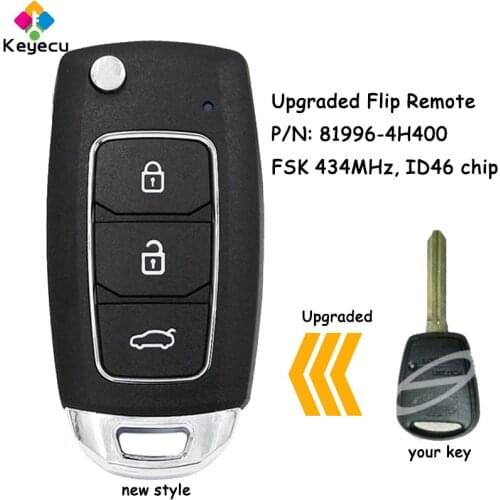 KEYECU Upgraded Flip Remote Control Car Key With FSK 434MHz ID46 Chip - FOB for Hyundai Starex H-1 H1 2008-2015 P/N: 81996-4H400