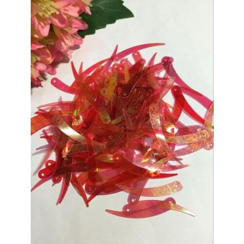 1000pcs Chilli Ivory Shape Sequins 5*32 mm PVC Flat For Crafts Garment Decoration Paillette 1 Hole Transparent Red AB