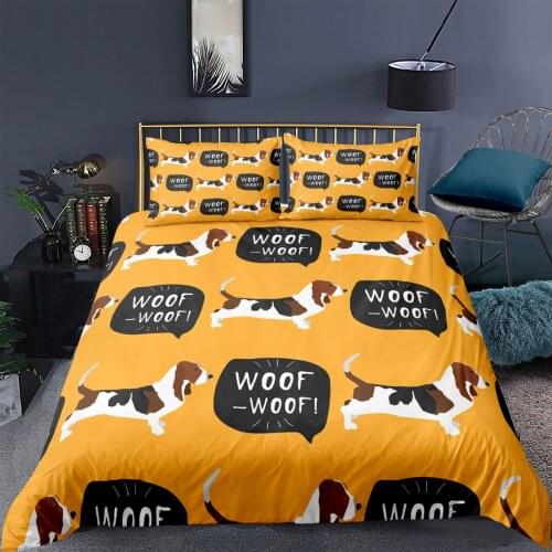 Cartoon Dog Duvet Cover Set Single King Queen King Size Kids Cute Animal Bed Set Pink Bedclothes 220x240 200x200 Quilt Covers