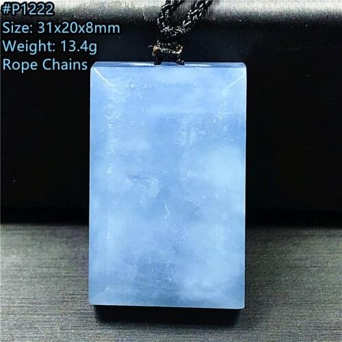 Genuine Natural Ocean Blue Aquamarine Necklace Pendant For Women Lady Man Lucky Crystal Rectangle Beads Gemstone Jewelry AAAAA