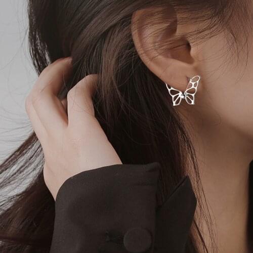 Hollow Design Butterfly Hoop Earrings