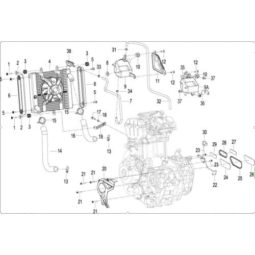 Radiator assy cover engine left cover outlet hose clutch cover radiator decorative cover pipe page Of Benelli BJ500 Leoncino 500