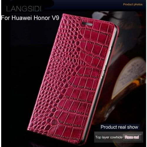 Luxury brand phone case genuine leather crocodile Flat texture phone case For Huawei Honor V9 handmade phone case