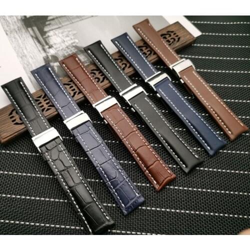 Luxury Genuine Leather watchband Watch Band Black Brown Blue Watchbands 20mm 22mm 24mm for Breitling strap with logo