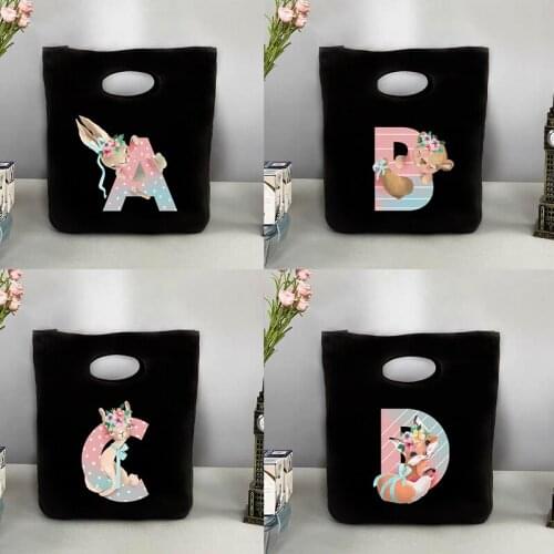 Animal Letter Functional Cooler Lunch Bags Portable Insulated Bento Tote Thermal Picnic School Food Storage Pouch for Women Kids