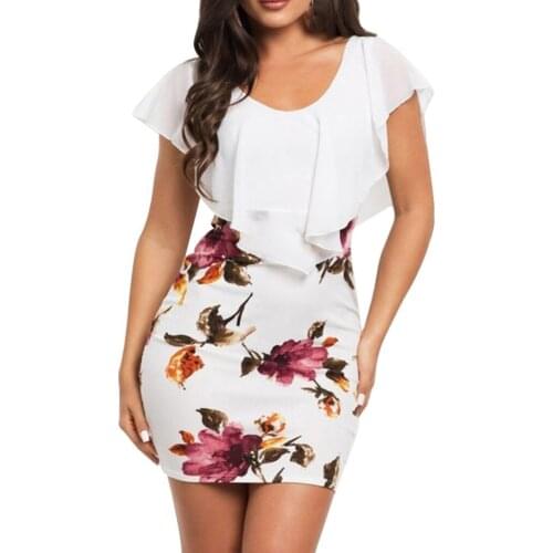Sexy Dress Summer Floral Dress Womens Sleeveless O-Neck Printed Bodycon Dress Holiday Casual Party Short Mini Dress платье